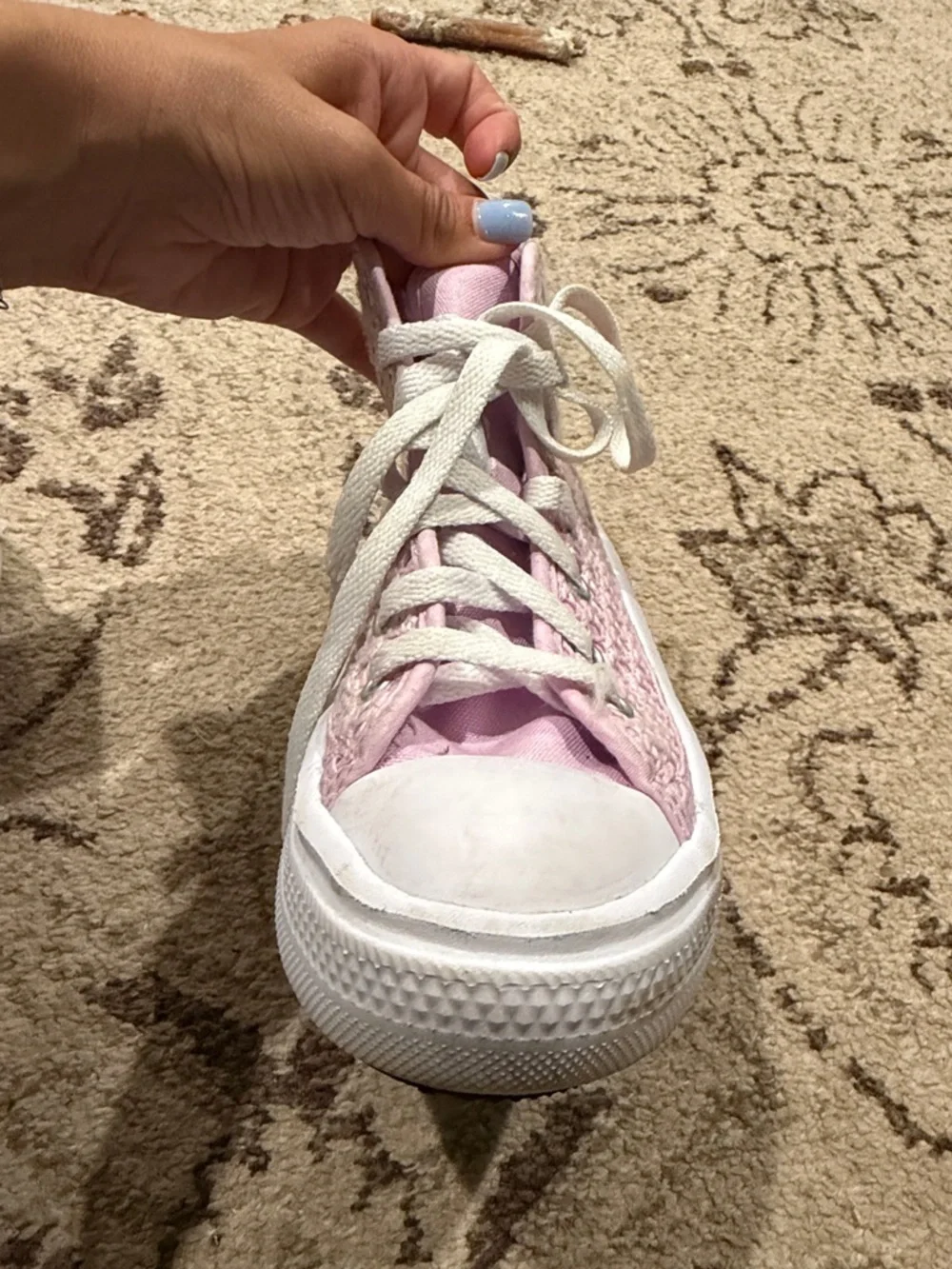 Pink High-Top converse Knit Sneakers
